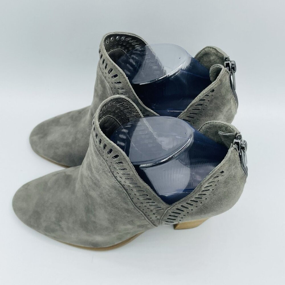 Vince Camuto Boots Womens Size 8 Gray Suede Leather Zip Ankle Heel Booties - Picture 6 of 11